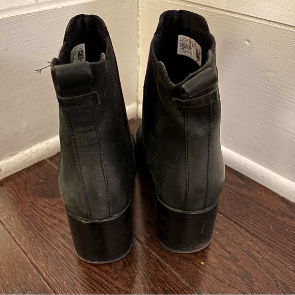 Toms Esme Black Leather Ankle Heeled Boots - Picture 5 of 6